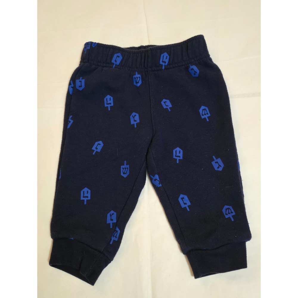 Cat & Jack Hanukkah Dreidel Joggers Navy Blue Fleece Pants Baby Boys 12M